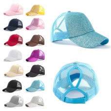 Ponytail Baseball Cap Mujer Sun Caps Sequins Shiny Messy Bun Snapback Hat 88360  eb-42168422